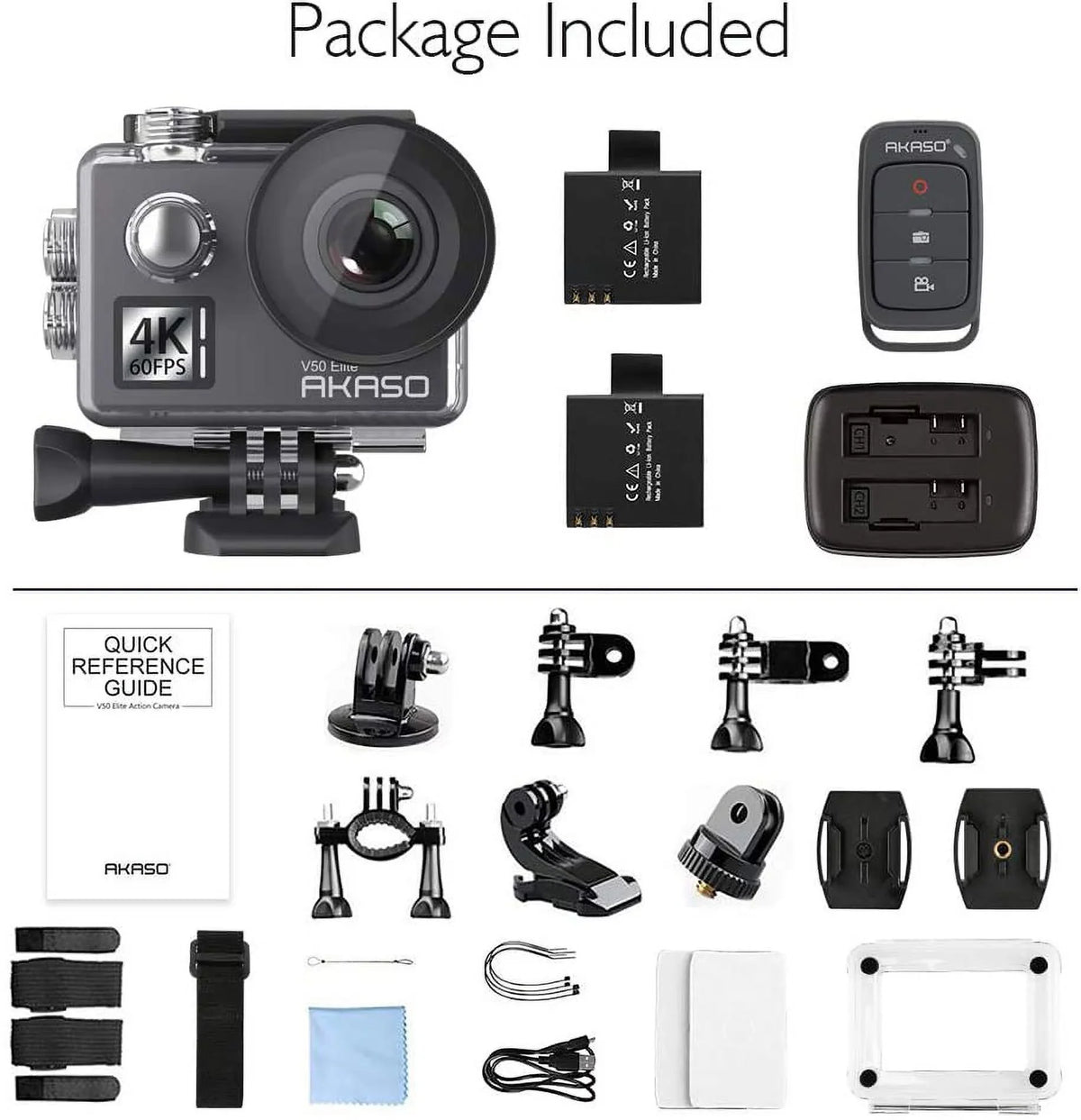 Touch with Helmet 131ft V50 Action 2.0 AKASO Screen EIS Camera, Accessories Zoom 4K Underwater Camera Sports 60fps and Elite 8X Camera