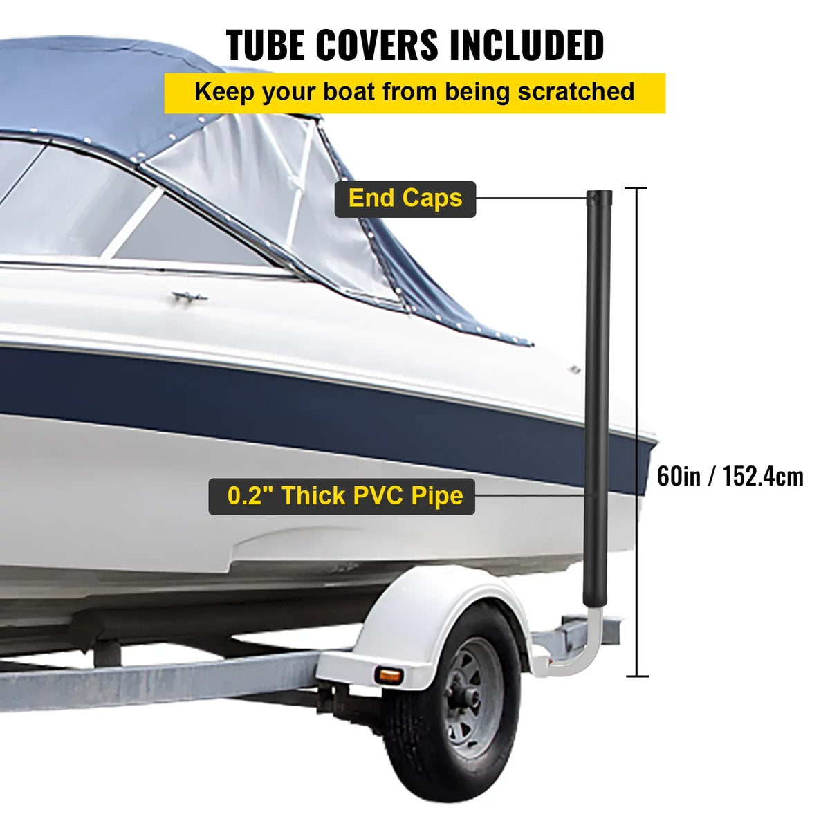 60", Steel with Tube Pair Mounting BENTISM Galvanized One Ski Complete Trailer Guide-on, Trailer Guide Included, Covers, ons, PVC Boat, Sailboat for Trailer or Post Boat Boat Accessories Fishing