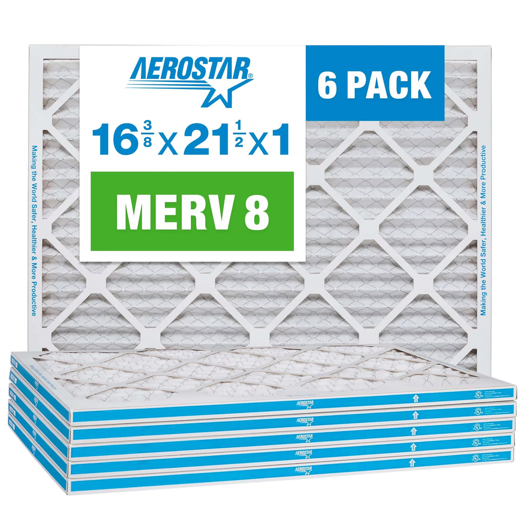 6 Furnace 8 Filter, 1 Pleated Air 1/2 x 3/8 Air 21 Pack 16 x Filter, AC MERV Aerostar