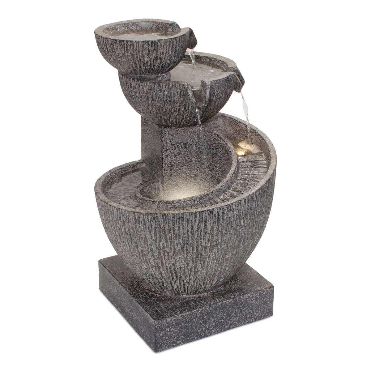 Bowl Cascading Fountain Outdoor Gray 26" Melrose