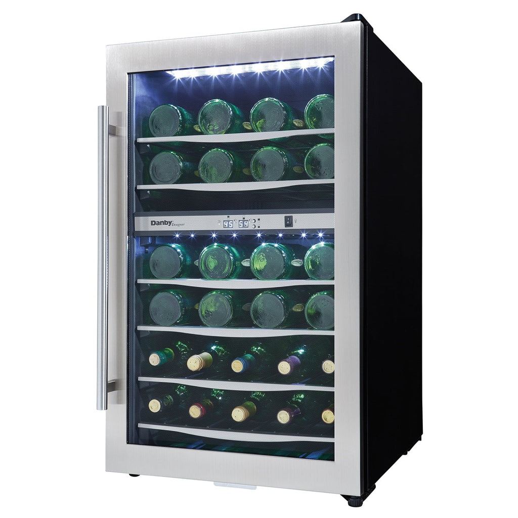 Wine Danby Designer DWC040A3BSSD LED 38 Cooler Light Bottle Refrigerator Compact