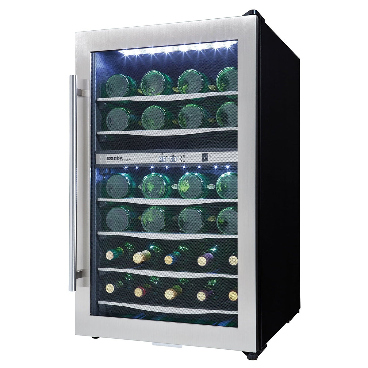 Wine Danby Designer DWC040A3BSSD LED 38 Cooler Light Bottle Refrigerator Compact
