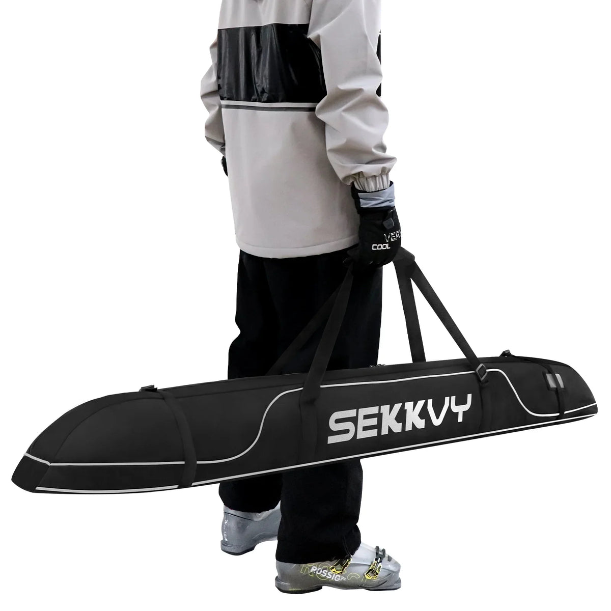 and Ski Bag Outdoor 600D Travel Ski for 170CM/67IN Single Waterproof Travel Bag Snowboard Bag Shoulder Ski, black Cloth Transport, Strap Adjustable Oxford Camping