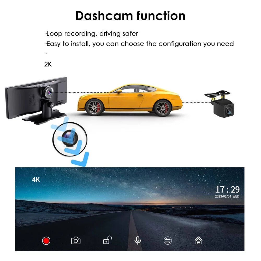 Camera Car Dual Android Wifi Channel ". 10.26'' Jahy2Tech Auto Wireless DVR Screen Dash 2K Touch