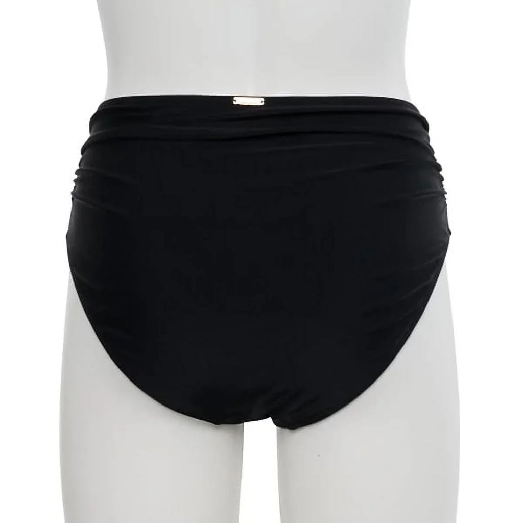 Hi Front BLACK S Top Miller + Shirred Bikini Twist Bottom Nicole Waist 2Pc
