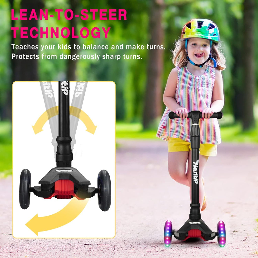 Bearing, Old(Black) for Kids with 4 from Scooter Portable Push Adjustable Height, Wheels Boys 3 to Up Toddlers Kick 3 Collapsible AEBC-9 Girls Light Years Scooter 12