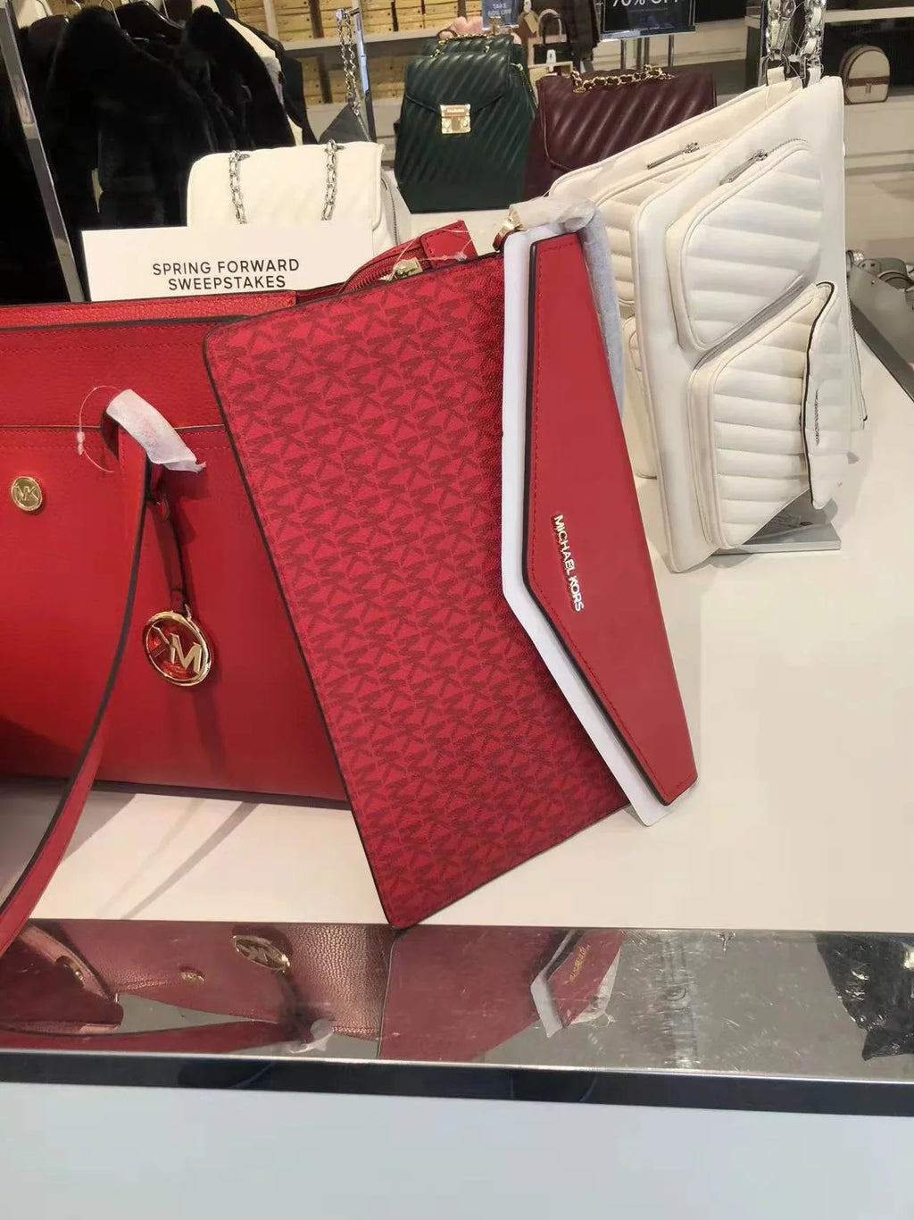 Tote Large Kors Leather 35T1G5Mt7T 3-In-1 Bag Maisie In Pebbled Flame Michael Multi