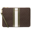 Print Zip Olive) Jet Women's Pouch / Logo (Brown Large Kors Canvas Wristlet Set Michael