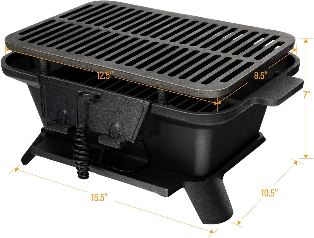 Cooking Grilling Grill for Regulating Camping Charcoal Fire Portable Door, Outdoor Patio Grill, Grill Cast with BBQ Air Backyard Grill Iron Double-sided Hibachi Net, Perfect Picnic Gate,