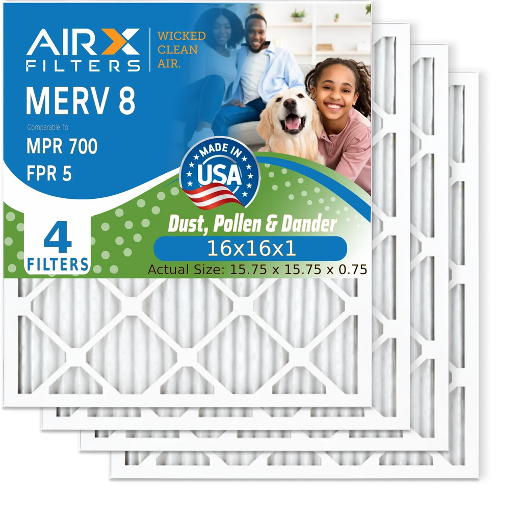 16x16x1 5 Pack Filters 700 16x16x1 Filter USA Comparable Air FPR 4 Air by AC AIRX Filter MPR MERV to Furnace 8 Electrostatic FILTERS AIR. WICKED & Made Conditioner HVAC Pleated CLEAN Premium