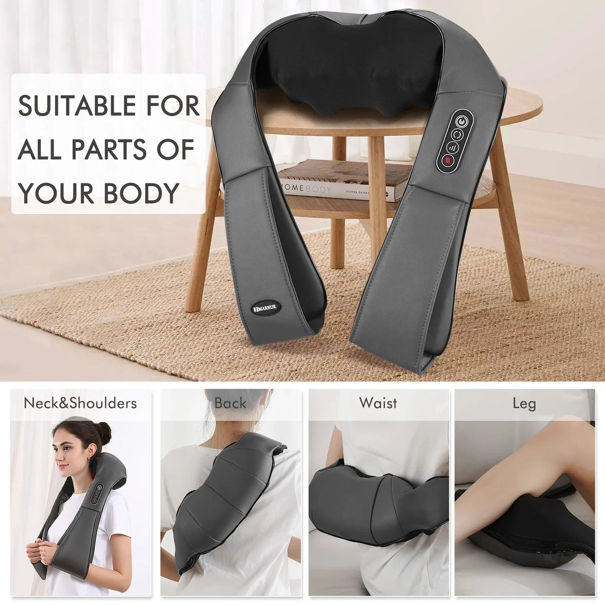 Heat Shoulder Full-body, Massager Deep and Massager, for Gray Neck MARNUR Kneading with