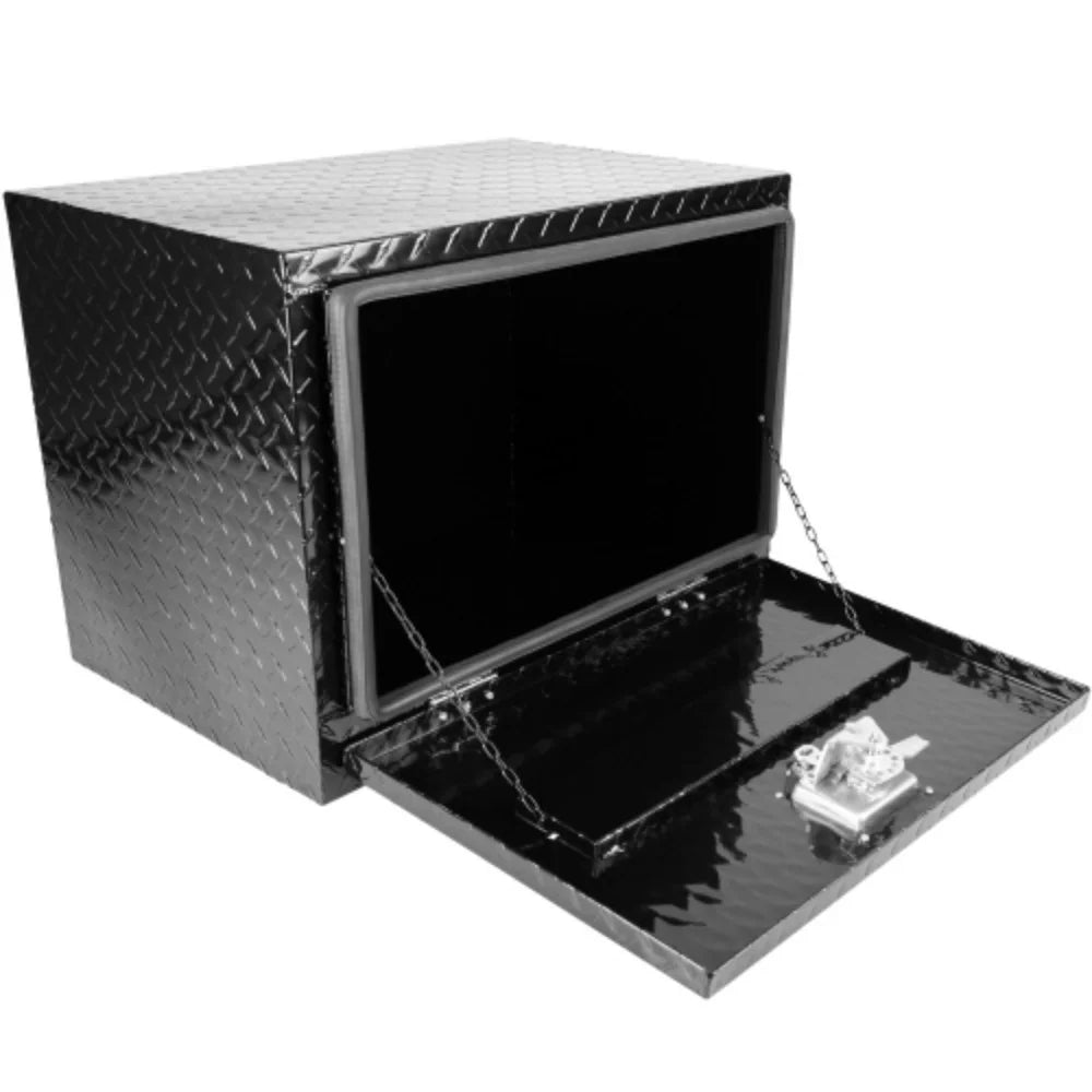 Aluminum box + Square 24"(24.2"×17.1"×17.9") + Black Plated Up Stripes RV 24 Square Organizer Tool Black Inch Waterproof and Box Toolbox Keys with Trailer Bed + Storage Truck Pick Lock Aluminum -