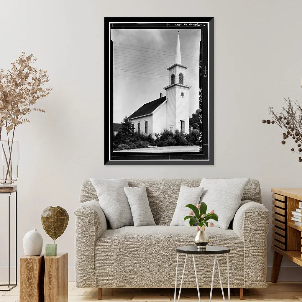 Framed County, x Historic Church, 2, Soquel, - 17-7/8" 21-7/8" Cruz CA Print, Congregational Santa