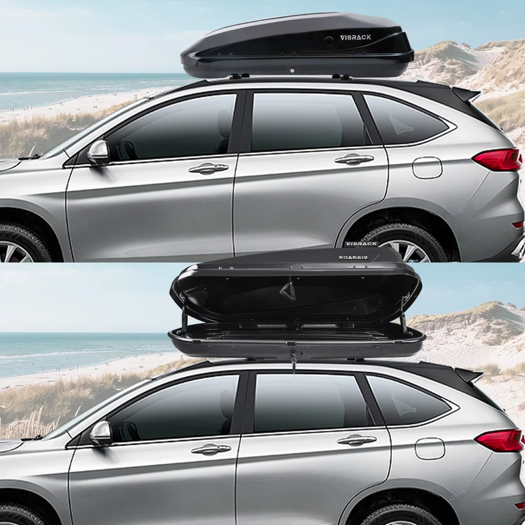 14 for x Cargo Rooftop Rooftop Carrier Large Locks, Hard Cargo 56.3" Box Cargo Shell Box with x 2 Rooftop Double 13.8" SUV 30.3" W Black Waterproof H, ft³ L