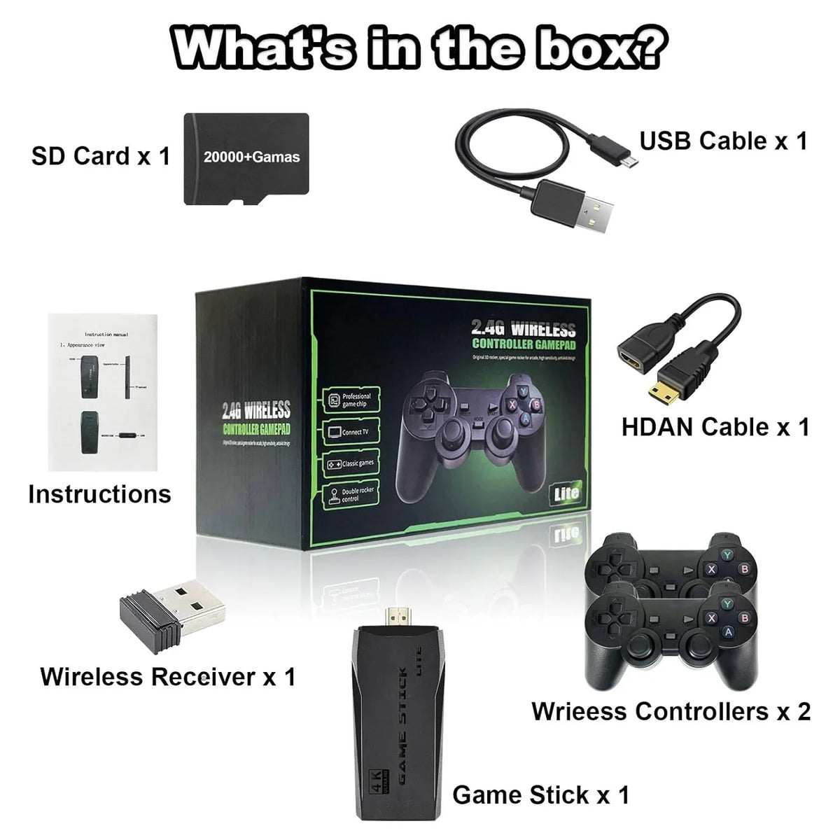 Plug Console for Built-in with Stick Game 9 Retro Output 2.4GHz Controller and Classic Wireless Emulators, 20,000+ Gaming HD Play TV Games, with and Games - Retro