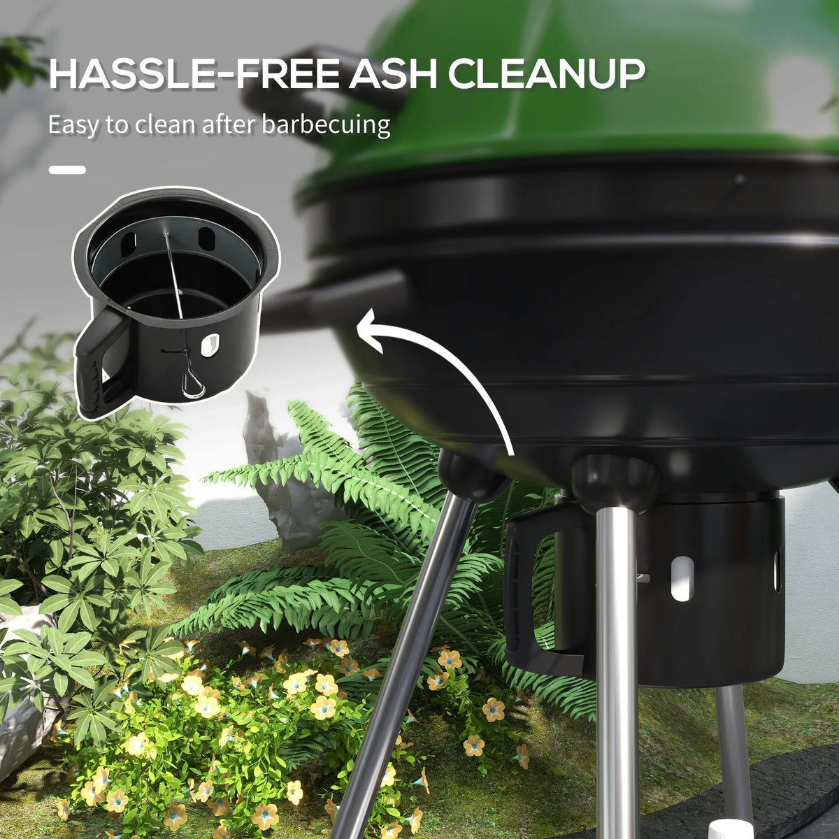 Outdoor Kettle Area, Cooking Wheels, Trolley Charcoal 360 with Party, and Green CoSoTower with Catcher Backyard 21" Thermometer Barbecue Ash Sq.In. Patio, for BBQ Shelf, Grill Built-In
