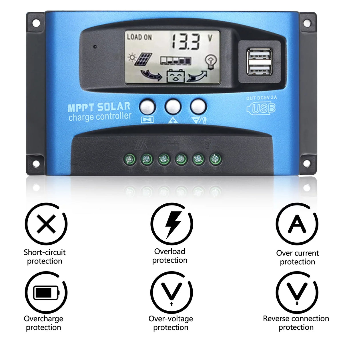 Controller Regulator Charge USB Solar Charge LCD Panel Htovila Charge Controller Intelligent Solar 30A-100A Display Adjustable Parameter Dual