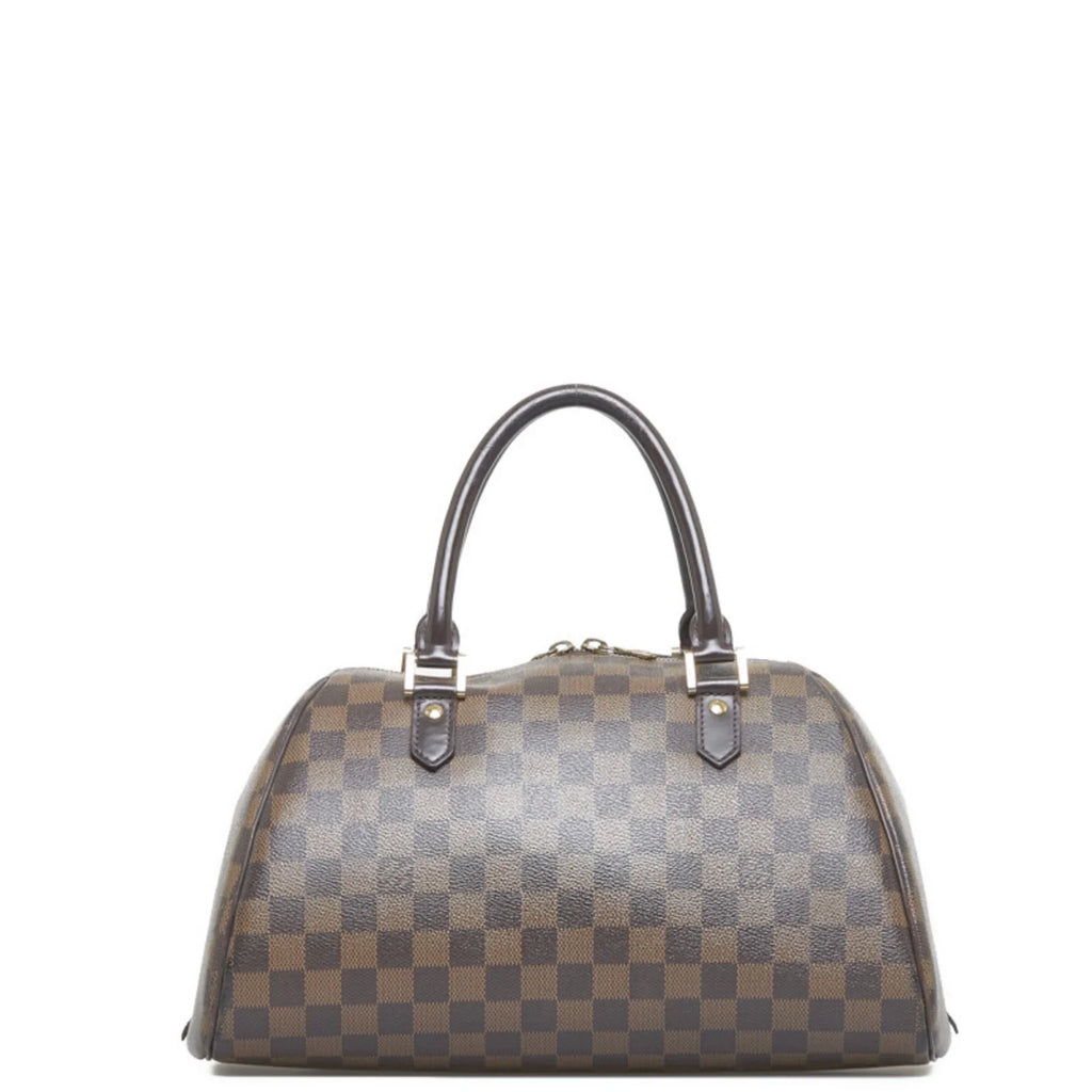 N41434 Ebene MM Rivera Brown PVC Boston Bag (Fair) Women's Damier Leather Pre-Owned Handbag