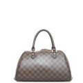 N41434 Ebene MM Rivera Brown PVC Boston Bag (Fair) Women's Damier Leather Pre-Owned Handbag