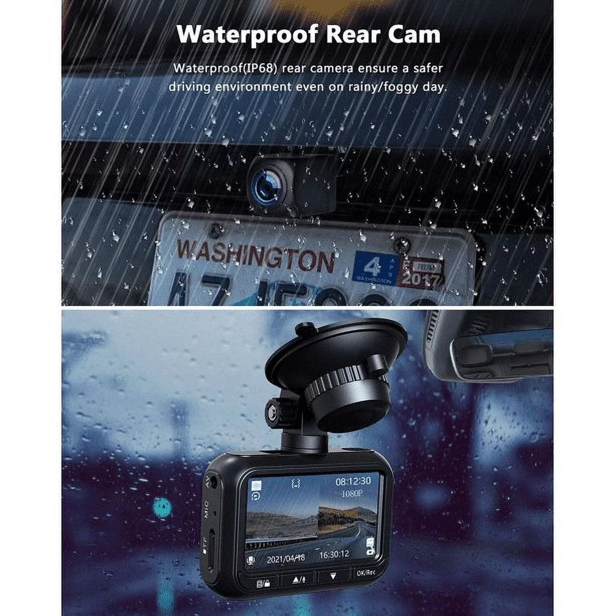 1080P TOGUARD with Loop Cam Camera Recording, 2.45-inch LCD G-Sensor, Car Parking Display, and Night Rear, Mode, with Camera, Dash Vision, Dash WDR Front Dashcam