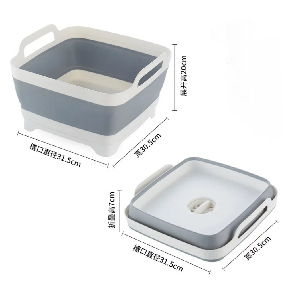 Laundry Plug(Gray) Tub Tub,Washing Collapsible Basin Draining Portable 2.4 with Gal(9L) Sink,Folding Imoment Dish