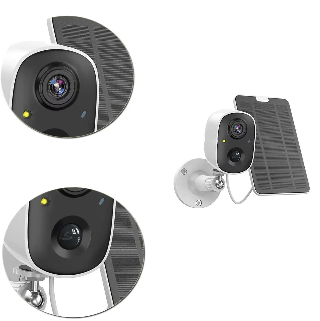 Solar Surveillance Audio, Motion WiFi Security Siren Wireless 2-Way Waterproof Powe Storage,IP65 Detection, Outdoor, Alarm,Cloud/SD Vision Color Camera Camera, Battery Night 1080P