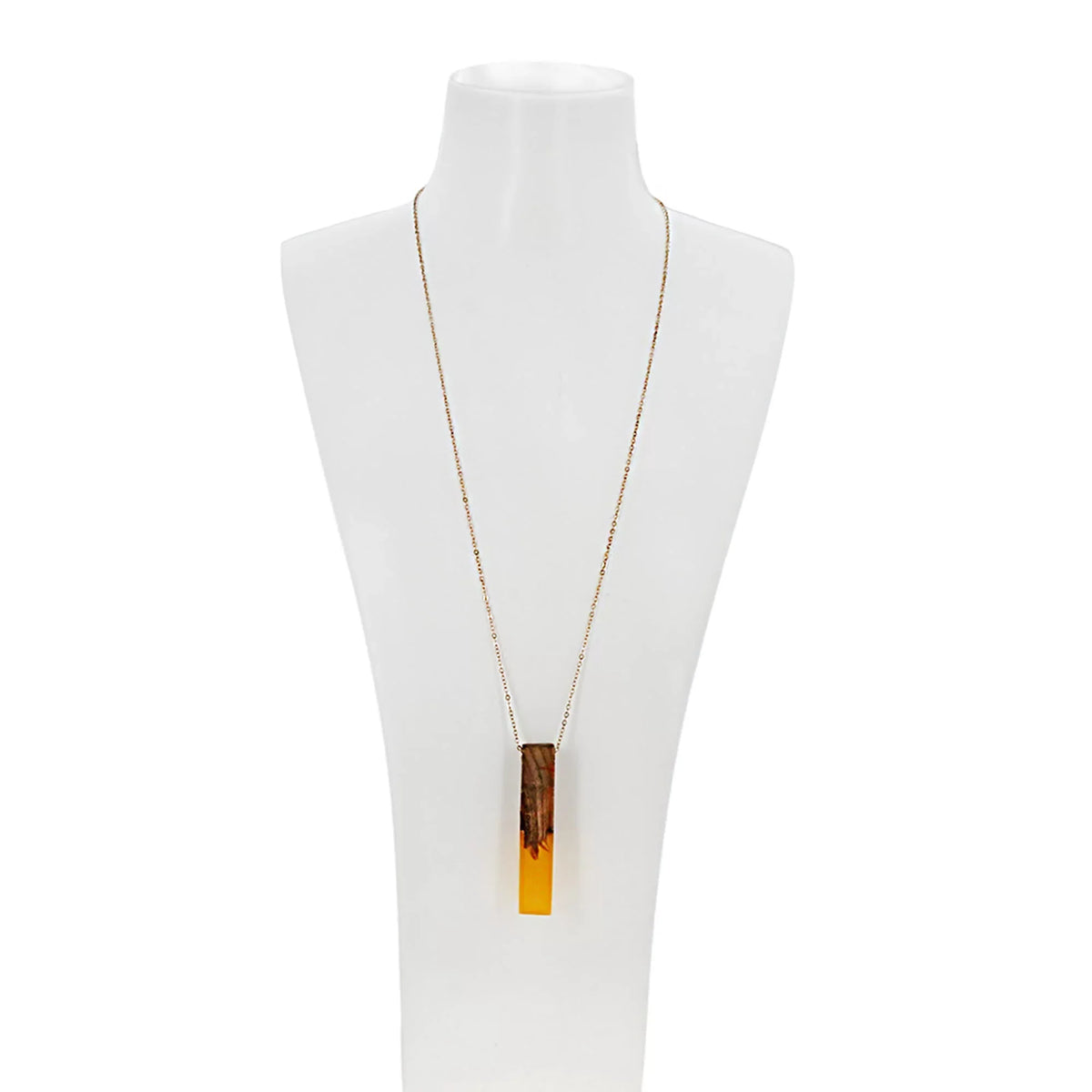 Wood Boutique Box Yellow Pendant Inc Bar | Necklace Women Wooden Anniversary for Resin Gift Blue Vertical