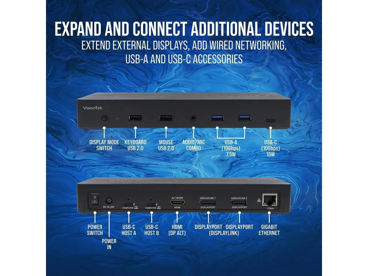 VisionTek 100W with PD VT4950 901520 KVM Station Docking USB-C