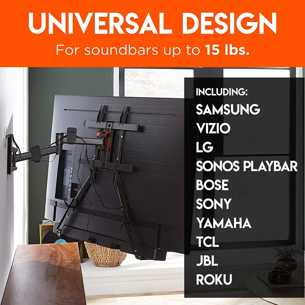 Bar - & Between & TVs Sound Vizio, Works Your ECHOGEAR TV Maximum - with with Brackets Atmos Dolby LG, Bose, Height Mounting & Compatibility Soundbar for for Speakers Adjust Depth More
