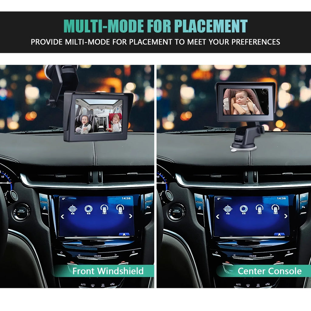 View Camera Clear Crystal Seat Car Car Inch Car Baby Night with Angle Safety Length Vision Mirrors Mirror Cameras Cable Adjustable Baby 1080P Monitored 4.3 Mirror Long 5M Wide