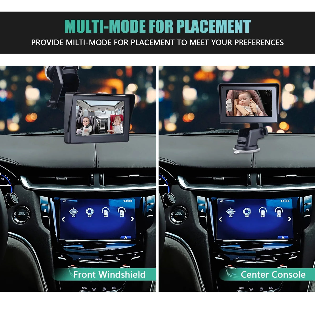 View Camera Clear Crystal Seat Car Car Inch Car Baby Night with Angle Safety Length Vision Mirrors Mirror Cameras Cable Adjustable Baby 1080P Monitored 4.3 Mirror Long 5M Wide