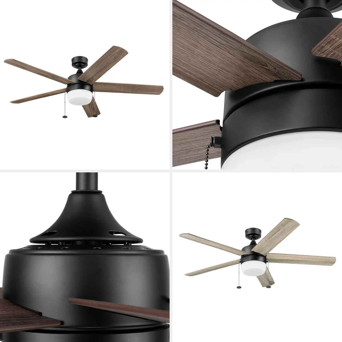 Reverse with Gardens Color Homes Temperature Indoor Light, Ceiling 52" & Airflow Black & Fan Adjustable Pearce Better