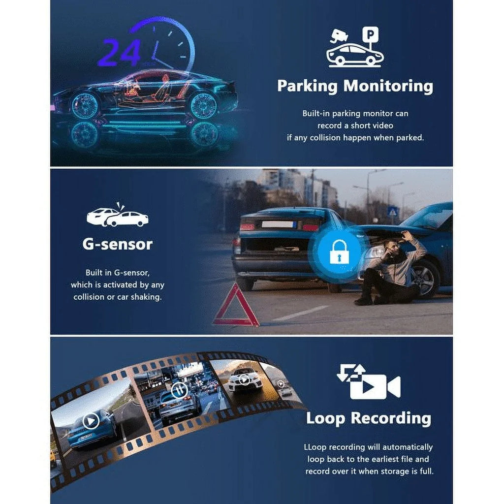 1080P TOGUARD with Loop Cam Camera Recording, 2.45-inch LCD G-Sensor, Car Parking Display, and Night Rear, Mode, with Camera, Dash Vision, Dash WDR Front Dashcam