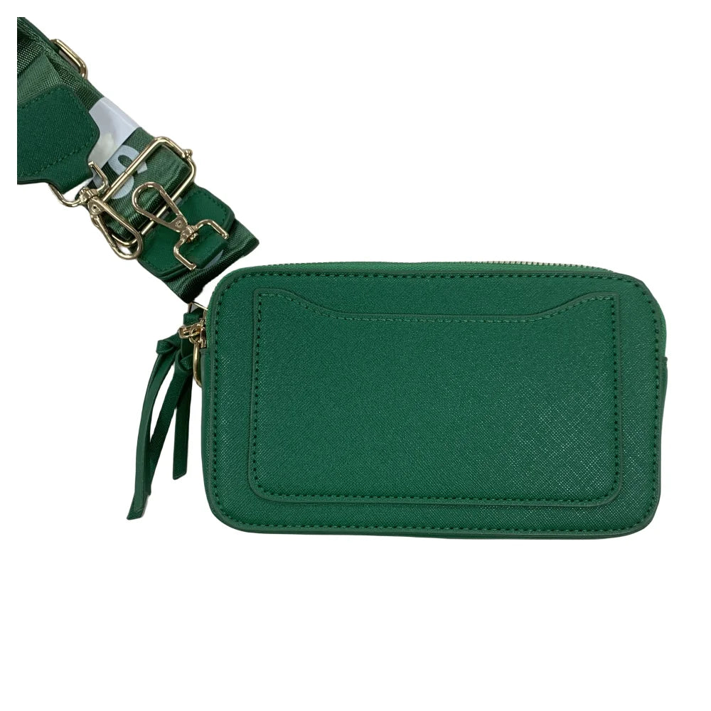 Chain Strap Bag Snapshot Logo with Black body Leather Women's Cross