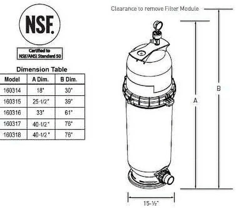 Clear Filter Pump Clean 160317 and Cartridge Pentair Replacement Pool Assembly
