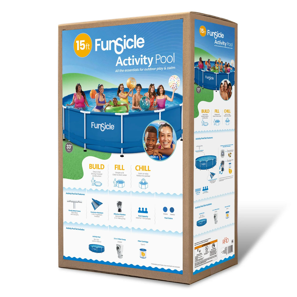 Round, with Swimming Frame ft Ground up 15 Filter Activity Pump, Pool, & 6 Age Funsicle Above
