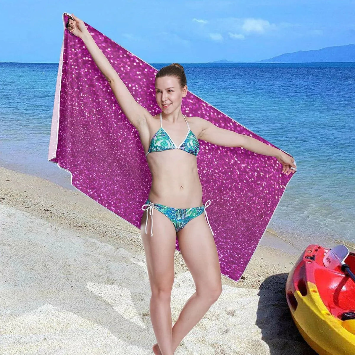 Towel, Dry Quick Shower Pool Towel Swim Bestwell Towel Texture Beach Glitter Sand Free Oversized Yoga Microfiber Lightweight Bath Blanket, Multipurpose 30”X60” Towel Thin
