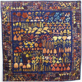 Pre-Owned Silk (Good) Brown Scarf Navy Ladies Pattern Leaves Muffler Fallen x