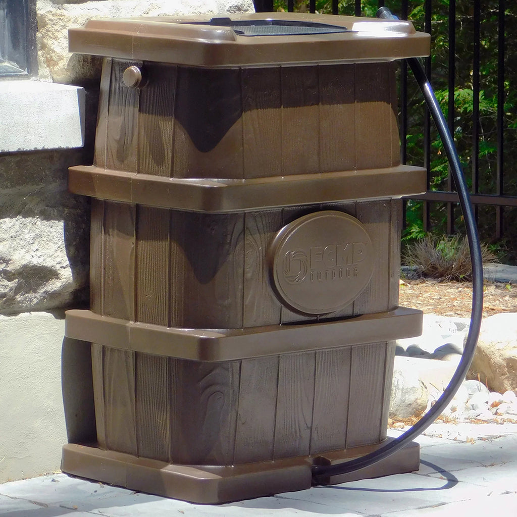 Outdoor Grain WG4000-GRY Rain Water Home Catcher Outdoor FCMP Wood Barrel
