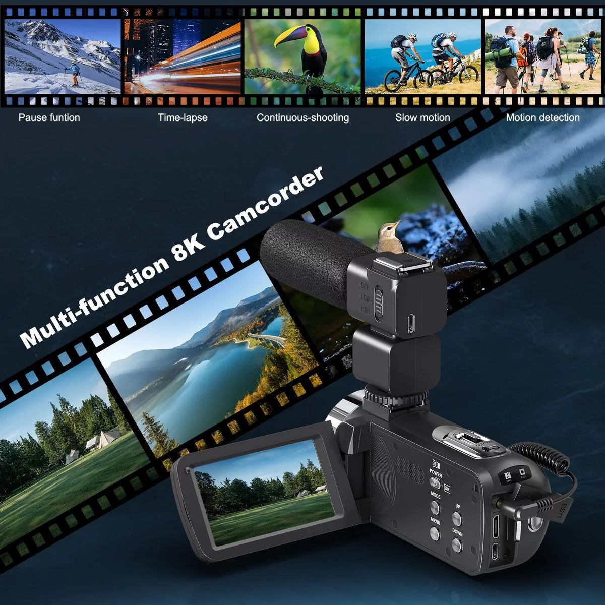 Video Mic Video Digital Flip 32GB inch 64MP Camera External Vlogging with Remote for 8K Camcorder Camera Camera Screen Control, SD Card, 2.4G Camera 3.0 18X Two and Batteries MARVUE Youtube
