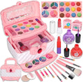 Kids Girls Non-Toxic for Gift, Frozen Set, Washable Birthday 24Pcs Kids Christmas Toys Year Cosmetic & Kit Set Makeup Makeup 3-12 Makeup Real Pink Olds Girls, Toddler Safe Makeup for