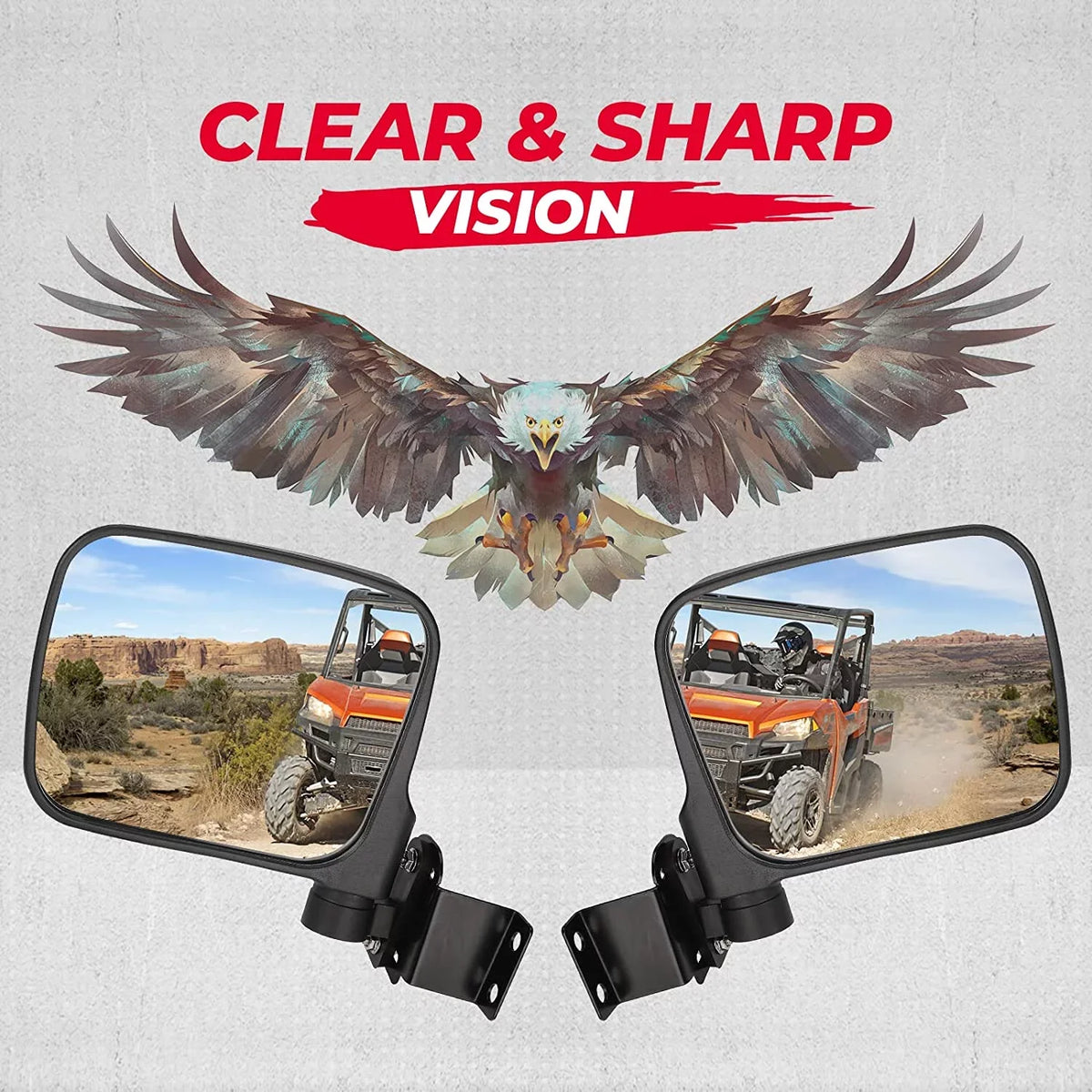 Kemimoto Side with Polaris UTV 900 500 570 Rear View Mirror Ranger 2015-2022 Compatible Mirrors