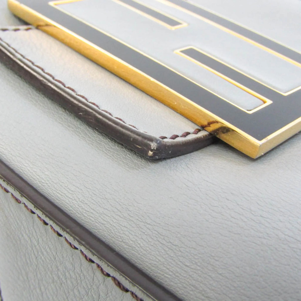 (Good) Bag Shoulder Bucket Leather Gray Women's Mamma Fendi Pre-Owned Big 8BR638