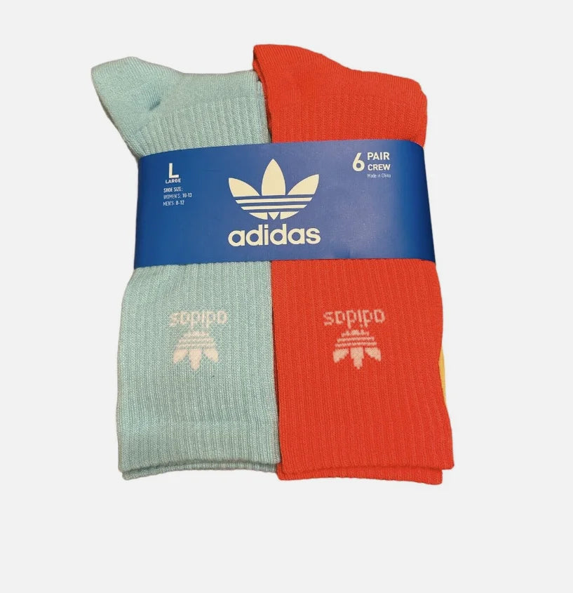 Large 6 Crew Originals Multi-colored, Trefoil Socks, Pack, Youth