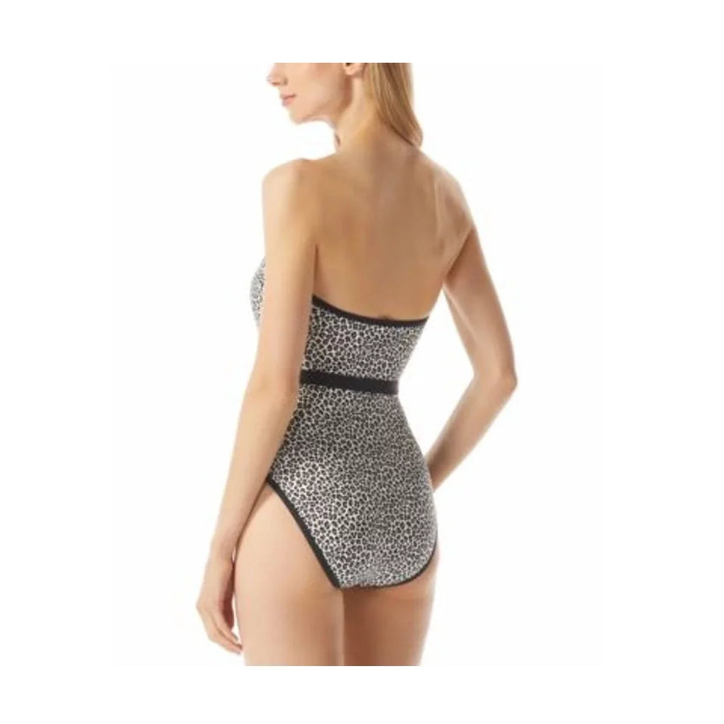 Swimsuit Black One-Piece Kors Women's Size 10 Michael Logo-Belt Bandeau Printed