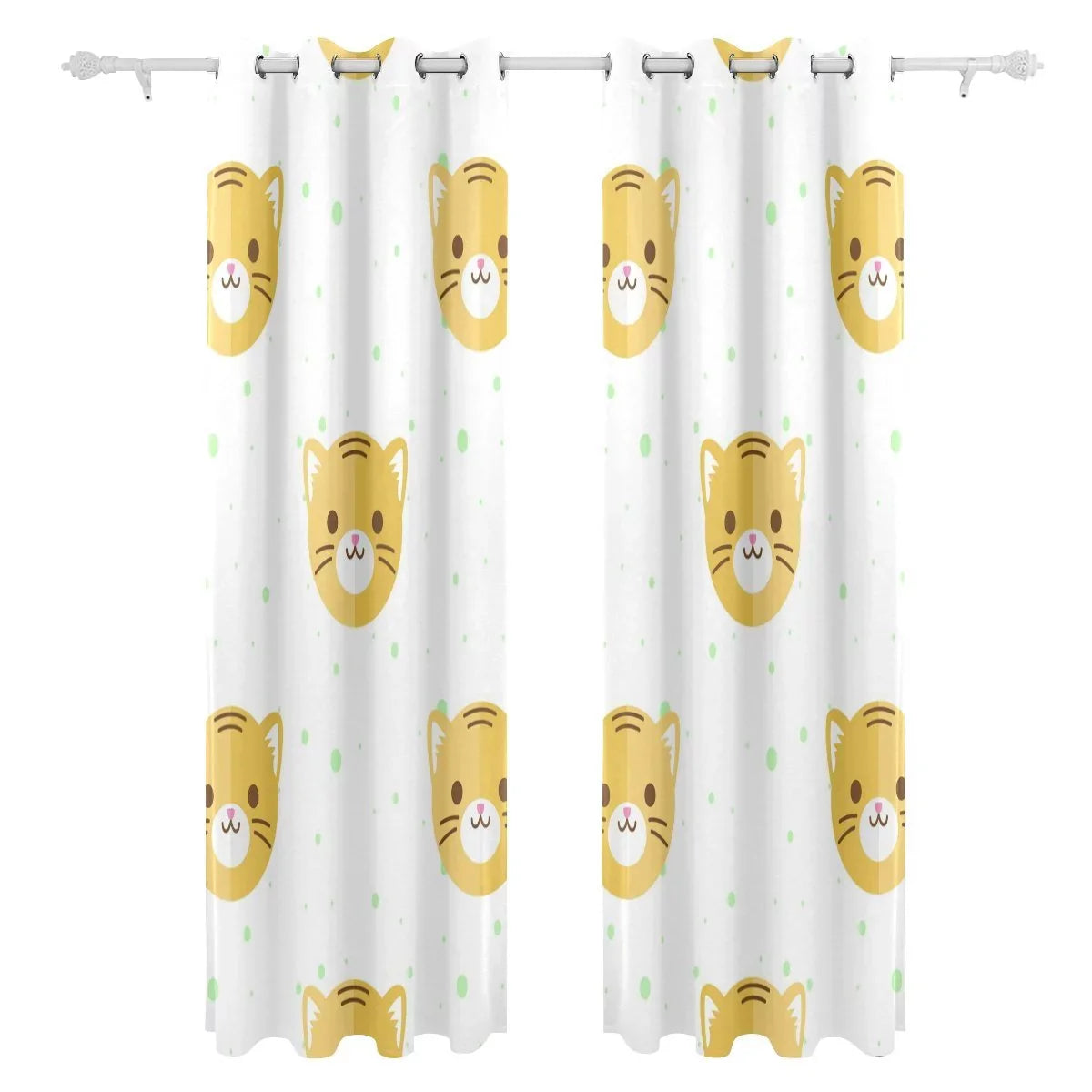 Cartoon Inches) Living Curtains Window Blind Thermal Blackout POPCreation Curtain Darkening Bedroom Heads Pattern Curtain Flat for Panel (52Wx84L Tiger Room,2