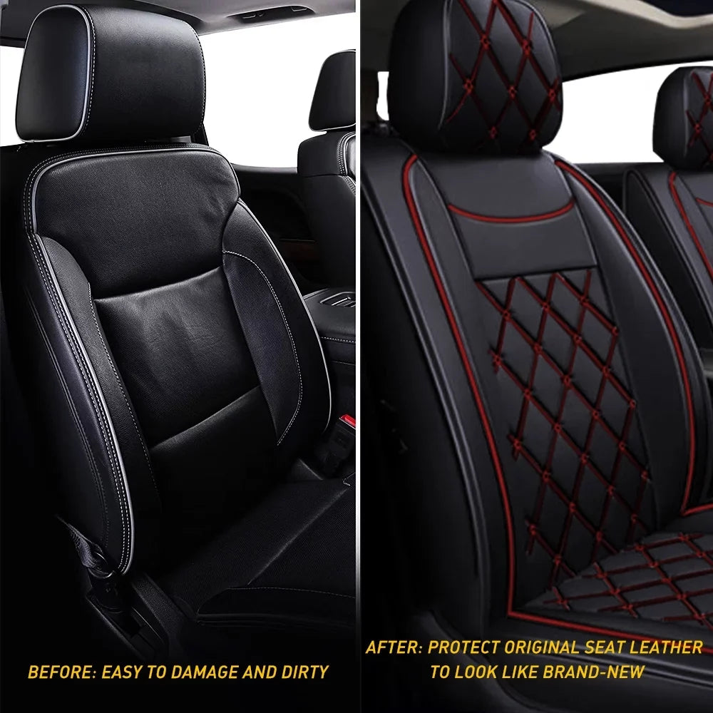 HD Covers 3500 or Car Set, Black-Red) Silverado 1500/2500 Crew,Double,Extended Set HD Pickup Full Seat GMC Truck(Full Sierra / Fit Cab for 2007-2023