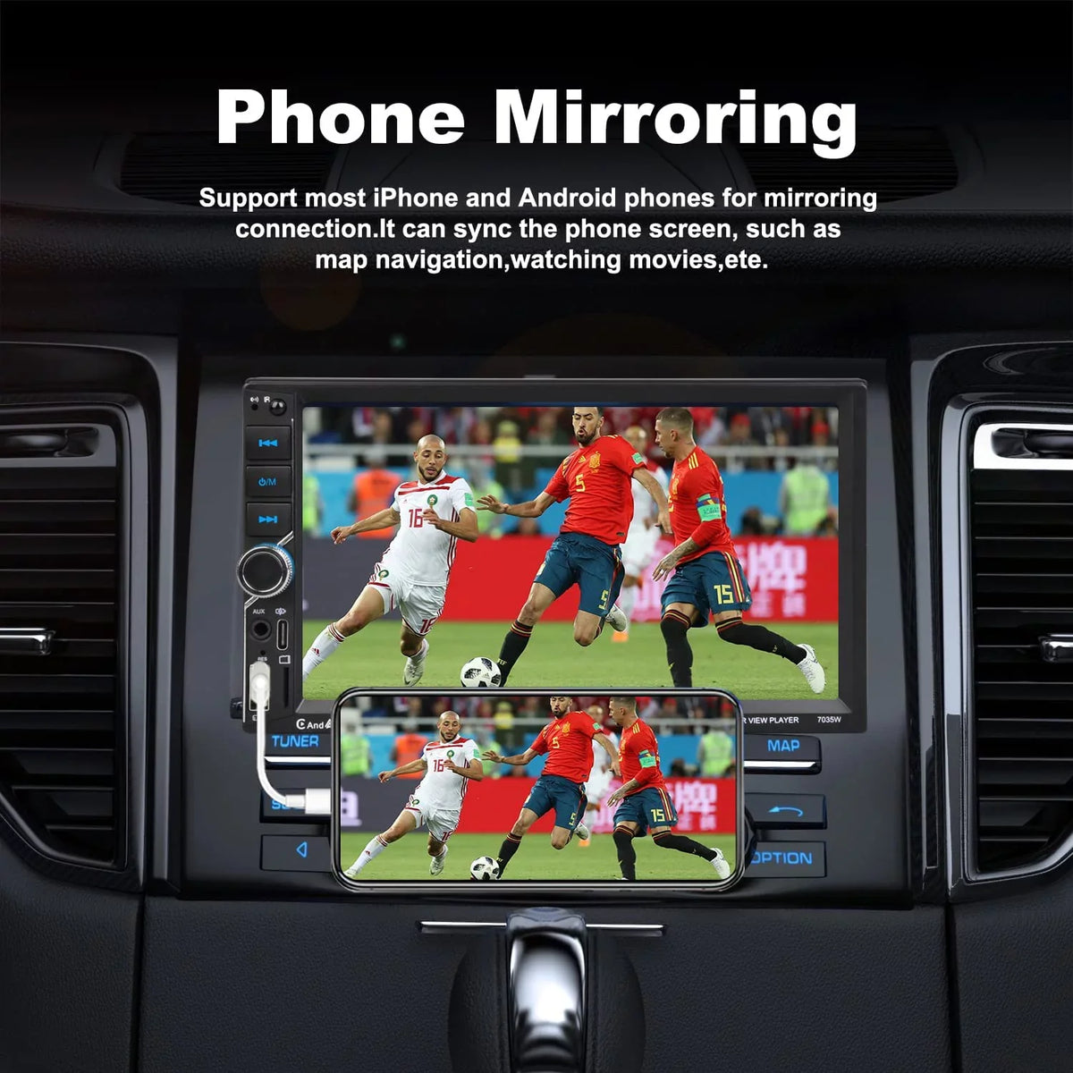 Radio Din SD Auto,Type-C FM Car Alondy Mic Voice Double AUX Link,Backup Audio Control,External Camera,Bluetooth USB,7" Touchscreen,Mirror Wireless Receiver Stereo,Compatible with CarPlay/Android DSP