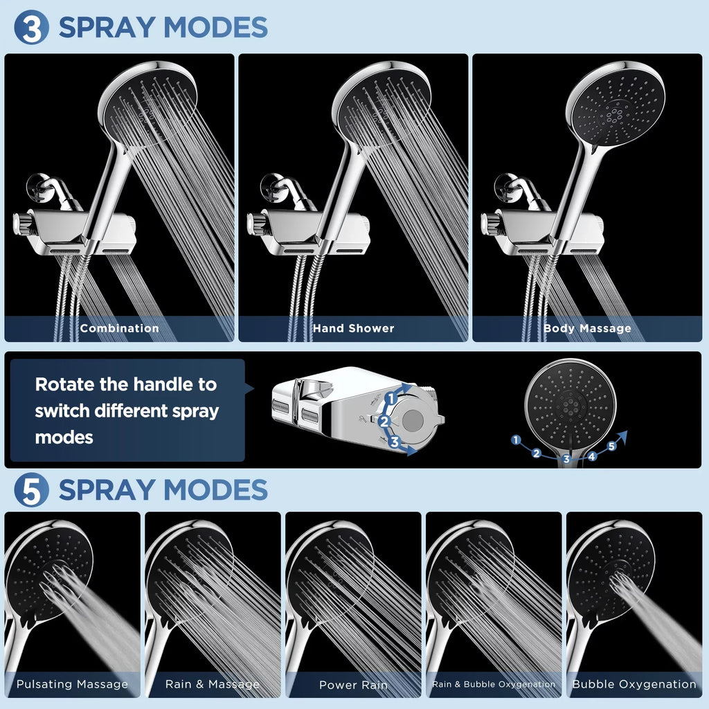 Filter Hand Massage Handheld Shower Shower System Pressure Held SPA Modes Head in Combo Head Showerhead 3 with Shower and HOPOPRO 1 5 High