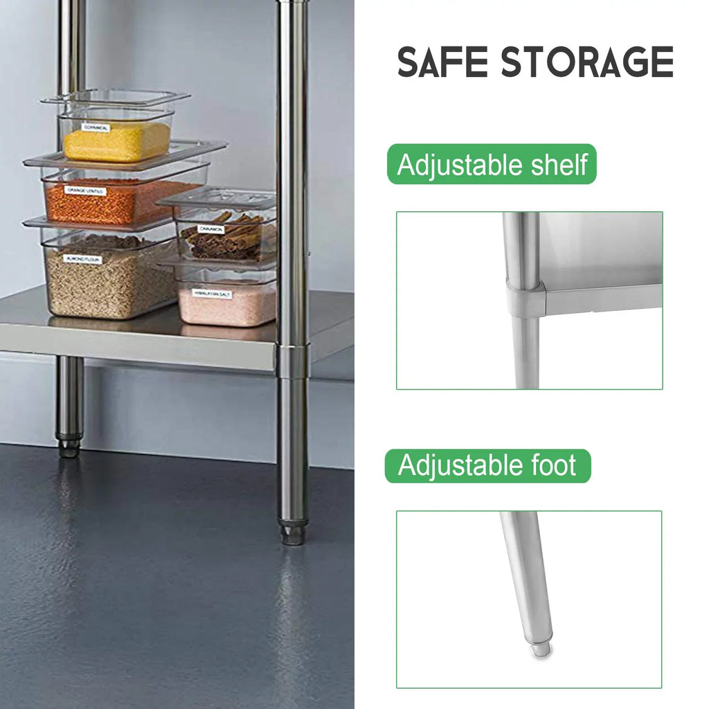 Workstation Steel Undershelf Kitchen & Kitchen - BBQ Equipment Inches Table Hotel-Heavy Stand with Home for 24x28 Stainless - Grill Restaurant Work Duty Table